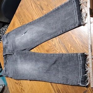 KUT FROM THE KLOTH Jeans Womens 10L BLACK FADED STRAIGHT Ankle High Rise ROSA